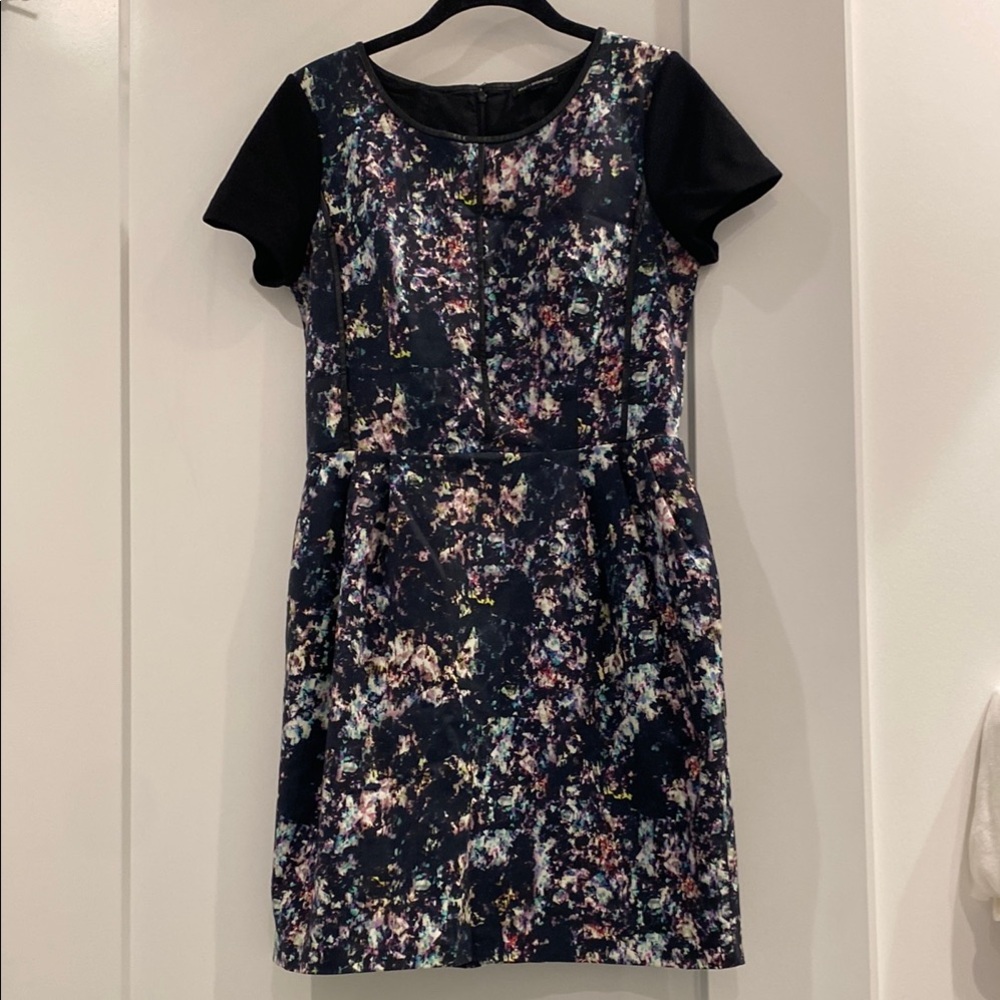 Club Monaco Pink and Blue Fit and Flare Mini Dress